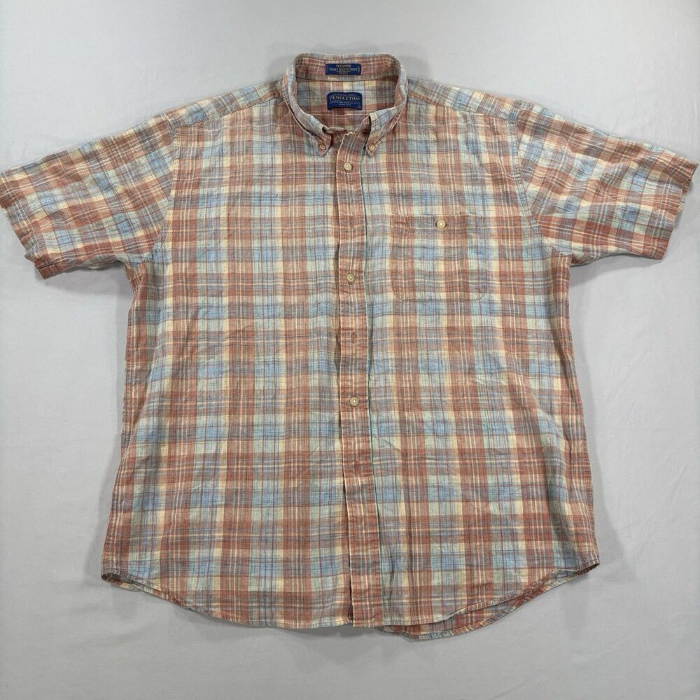 Pendleton Men's Casual Button-Down Shirt Multi-Color Plaid XL Short Sleeve